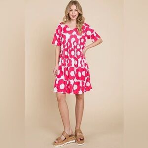 BOMBOM Flower Print Ruched Dress